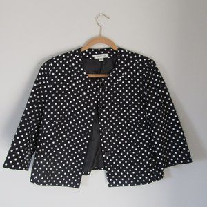 Vintage Coldwater Creek Short Sleeved Blazer with Cute Black Buttons - Polka Dot
